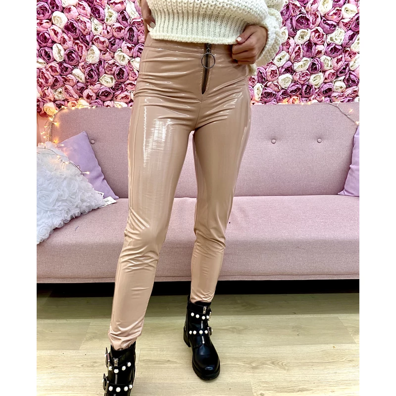 Vynil leggings - puder