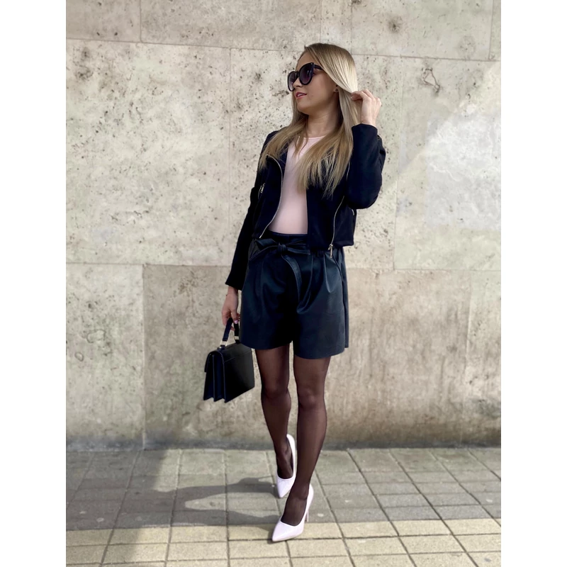 Leather bőrhatású rövidnadrág - fekete Leather bőrhatású rövidnadrág - fekete